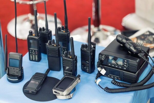 Multiple types of first responder radios assembled to test emergency responder radio coverage